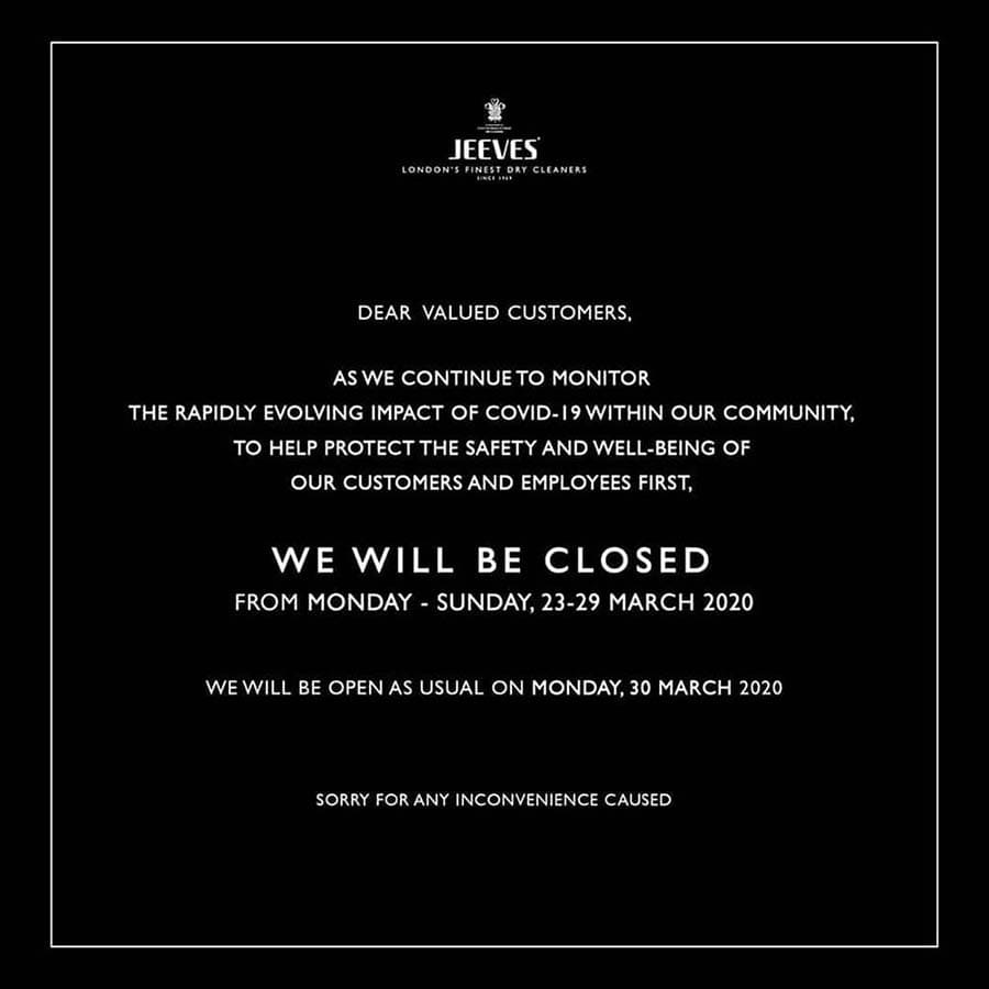 WE WILL BE CLOSED 23 UNTIL 29 MARCH 2020